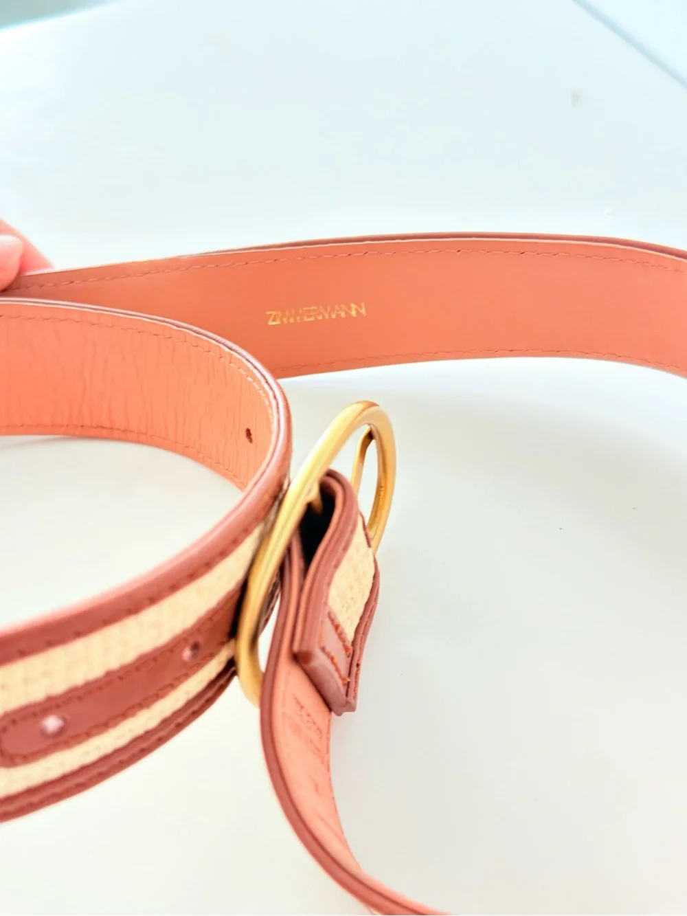 Zimmerman Raffia with Brown Leather Trim belt